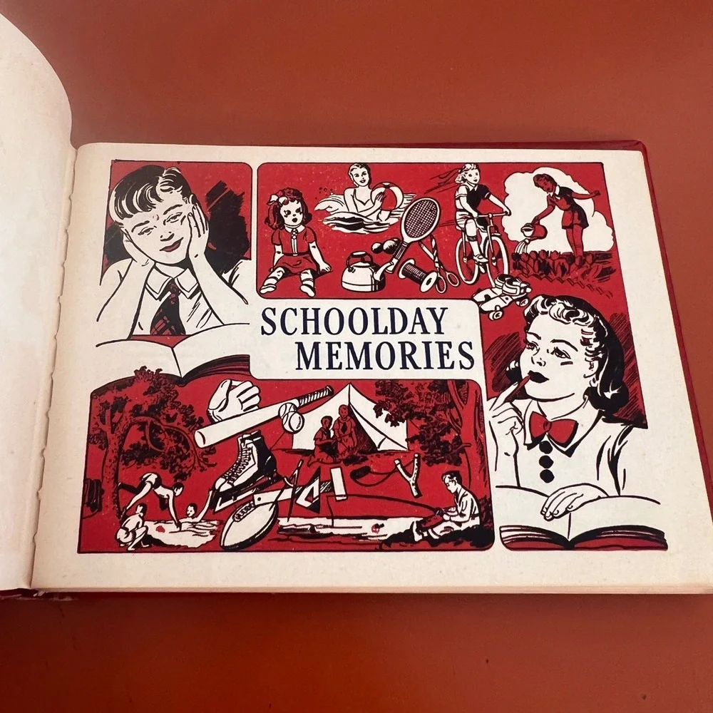 Vintage Red Autograph Book Schoolday Memories Unused Mid Century School Keepsake